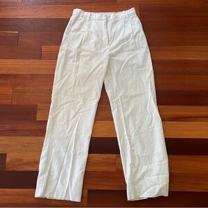 Abercrombie & Fitch ultra high rise white wide leg linen blend pants